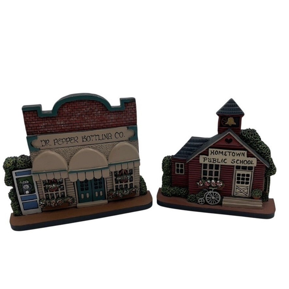 Brandywine Collectibles Marlene Whiting Wood Shelf Sitter Dr Pepper School Set 2